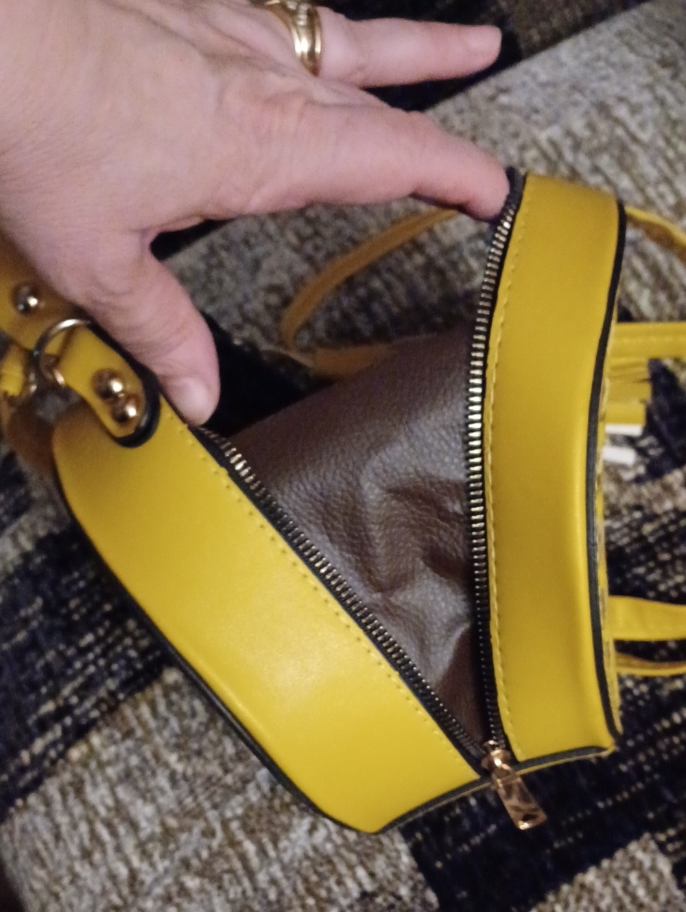 4/$60 Yellow Round Crossbody Bag with Tassel - Picture 6 of 6